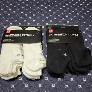 Under Armour UA Charged Cotton 2.0 Socks - Black and White